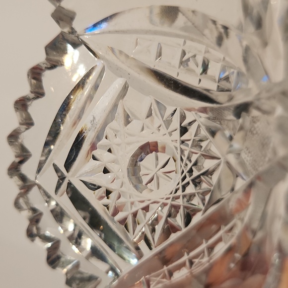 Vintage Crystal Etched Glass 6" Diameter Low Dish - Picture 5 of 8